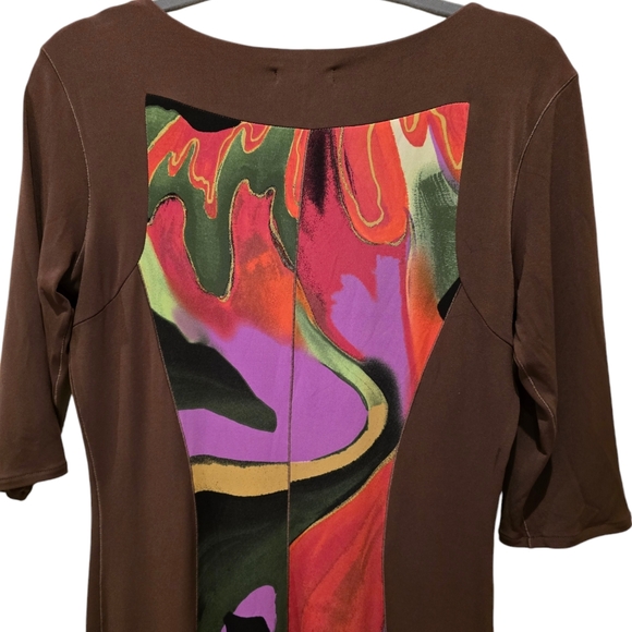 Eva Varro Abstract Print Three Quarter Sleeves Mini Dress. Size Medium - Picture 8 of 10